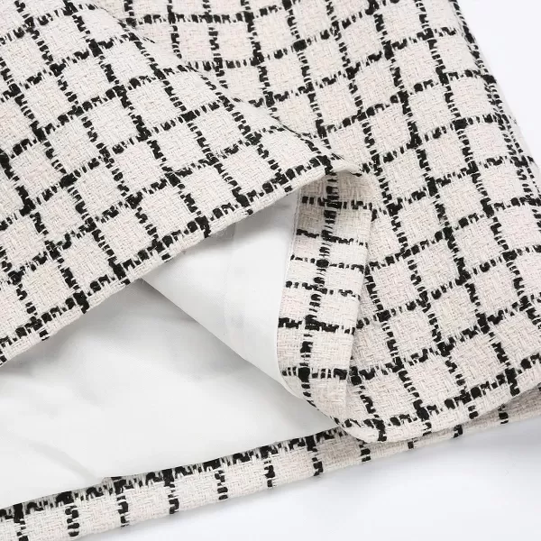 IDEALSANXUN Womens High Waist Plaid Skirt Bodycon Pencil Wool Mini SkirtsTweed White
