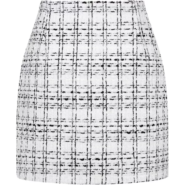 IDEALSANXUN Womens High Waist Plaid Skirt Bodycon Pencil Wool Mini SkirtsWhite