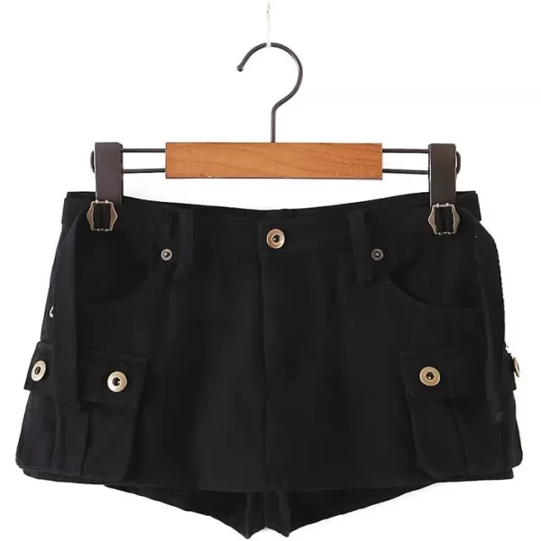 IDEALSANXUN Womens Micro Mini Cargo Skirts for Women Trendy 2023 Short Denim Jean Skirts Y2k ClothingBlack