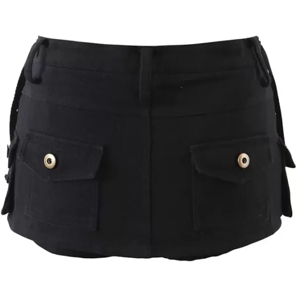 IDEALSANXUN Womens Micro Mini Cargo Skirts for Women Trendy 2023 Short Denim Jean Skirts Y2k ClothingBlack