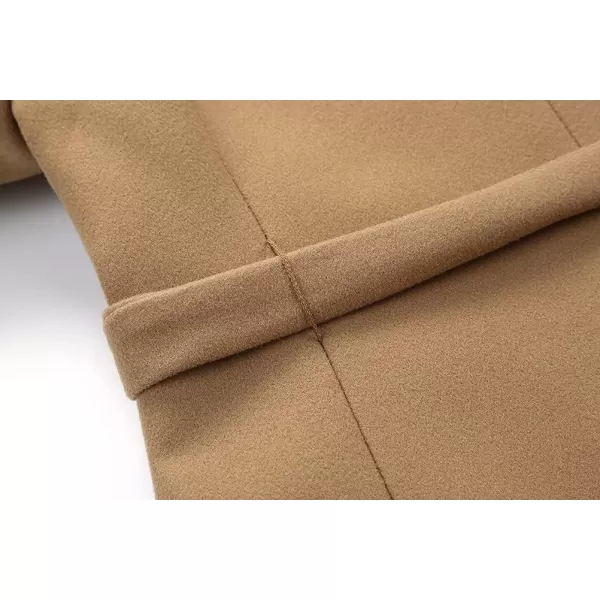 IDEALSANXUN Womens Wool Jacket Slim Fit Vintage Long Pea CoatKhaki