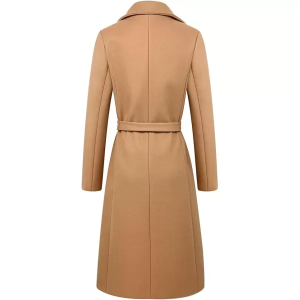 IDEALSANXUN Womens Wool Jacket Slim Fit Vintage Long Pea CoatKhaki