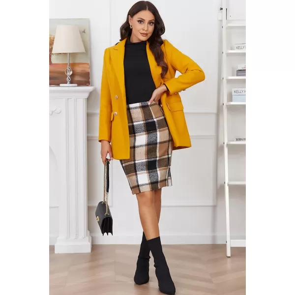 IDEALSANXUN Wool Coats for Women 2023 Trench Coat Peacoats Fall Winter ClothesYellow