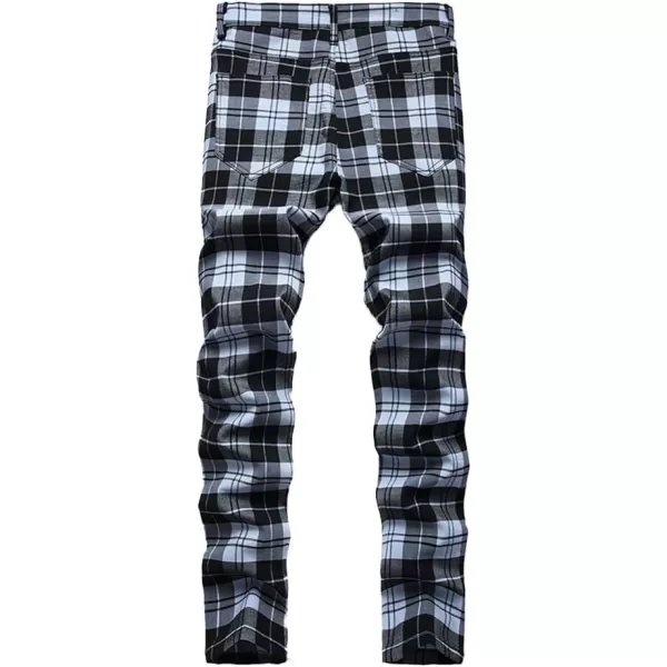 Mens Plaid Pants Casual Stretch Slim Fit Dress Chino Pants2 T1