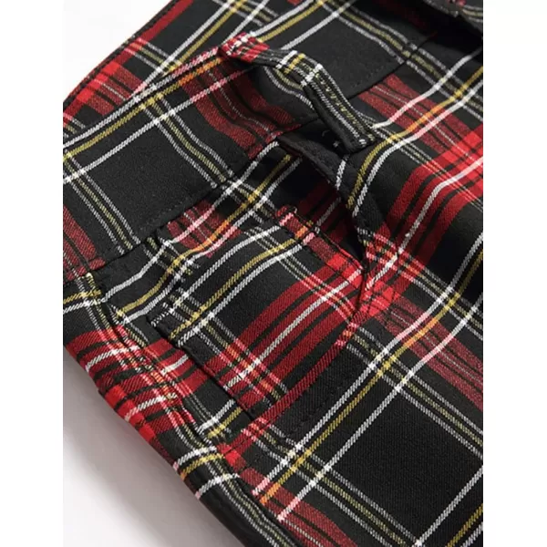 Mens Plaid Pants Casual Stretch Slim Fit Dress Chino Pants2 T5