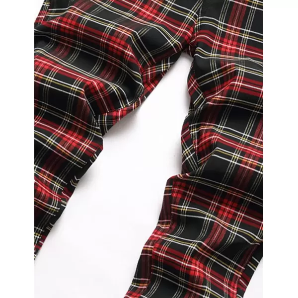Mens Plaid Pants Casual Stretch Slim Fit Dress Chino Pants2 T5