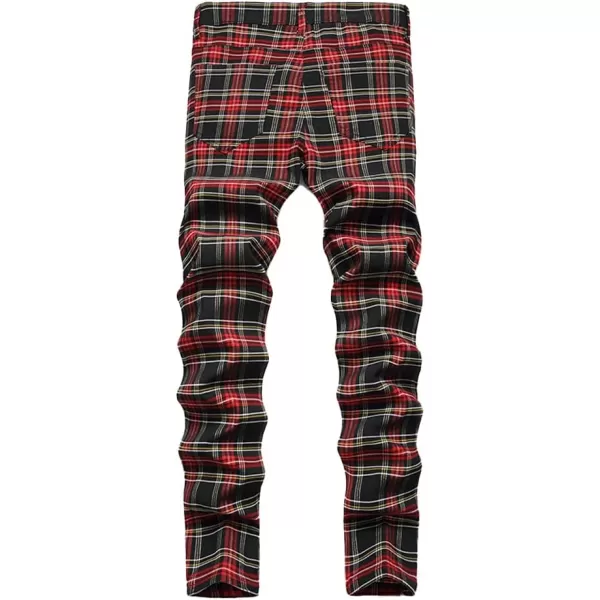 Mens Plaid Pants Casual Stretch Slim Fit Dress Chino Pants2 T5