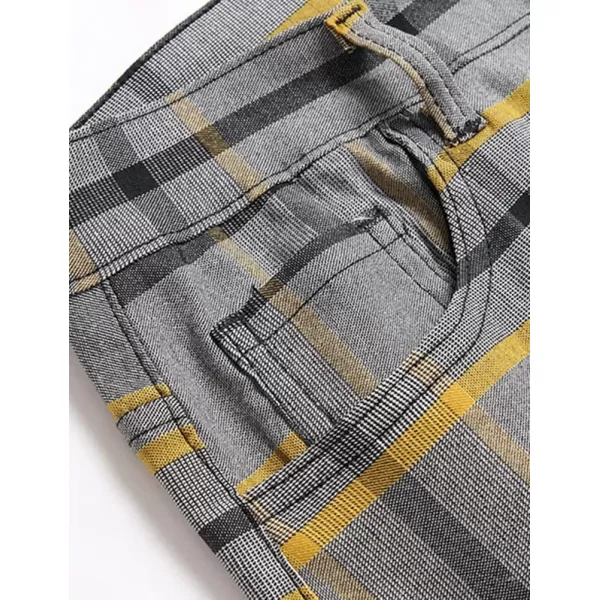 Mens Plaid Pants Casual Stretch Slim Fit Dress Chino Pants2 T6