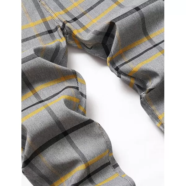 Mens Plaid Pants Casual Stretch Slim Fit Dress Chino Pants2 T6