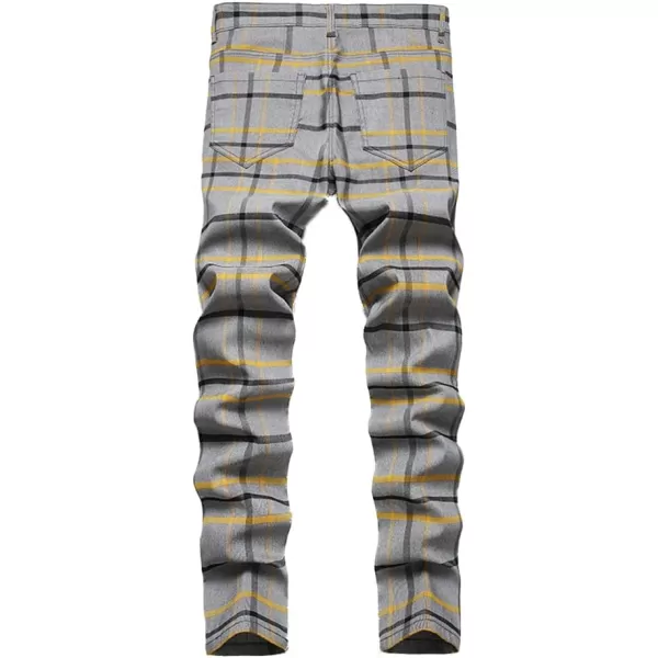 Mens Plaid Pants Casual Stretch Slim Fit Dress Chino Pants2 T6