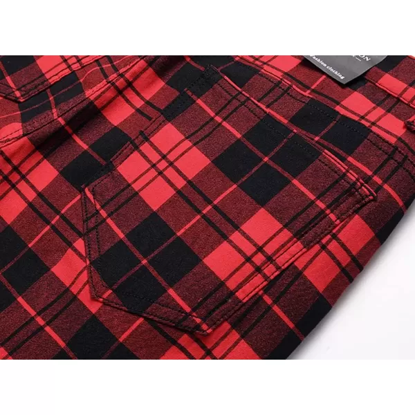 Mens Plaid Pants Casual Stretch Slim Fit Dress Chino Pants2 Wine T2