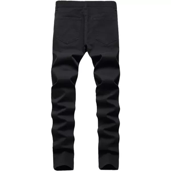 Mens Plaid Pants Casual Stretch Slim Fit Dress Chino PantsPure Black