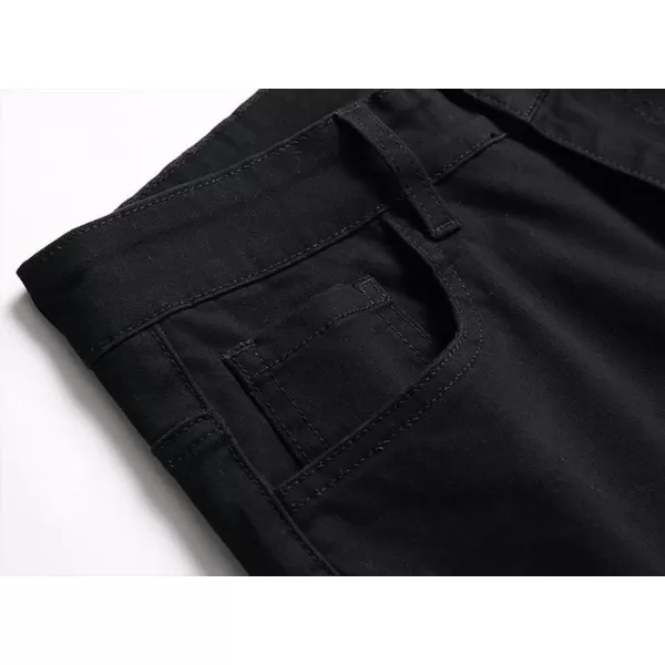 Mens Plaid Pants Casual Stretch Slim Fit Dress Chino PantsPure Black