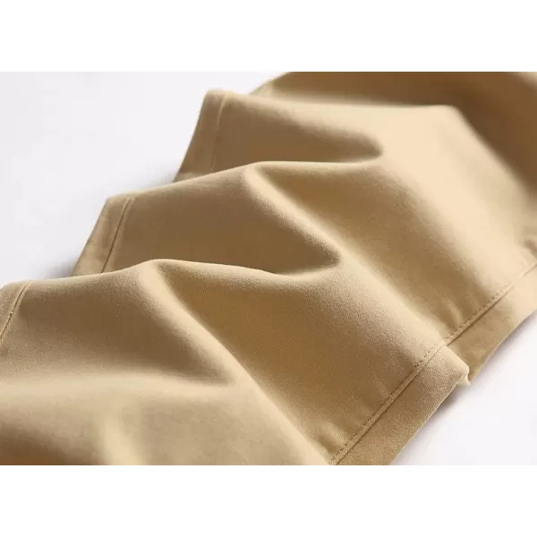 Mens Plaid Pants Casual Stretch Slim Fit Dress Chino PantsPure Khaki