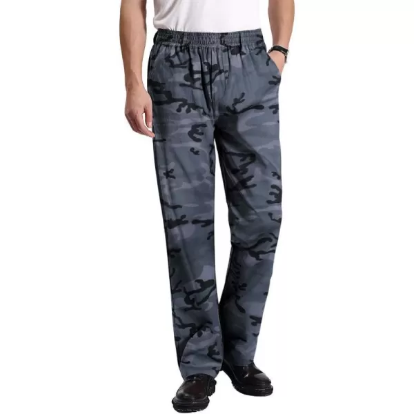 IDEALSANXUN Camo Pants for Mens Casual Elastic Waist Loose Fit Straight Leg Twill PantsCamo Blue