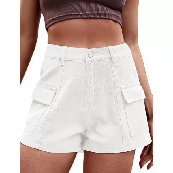 IDEALSANXUN Cargo Jean Shorts for Women Summer High Waisted Y2K Cool Sexy Denim ShortsWhite