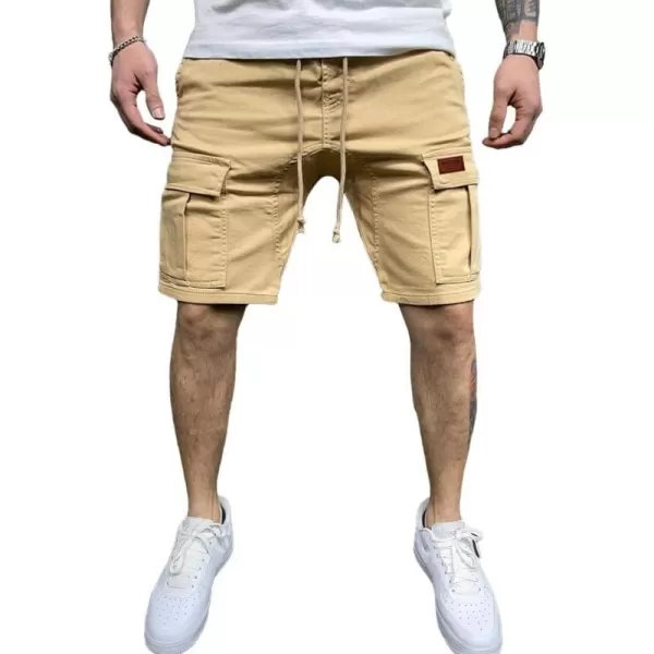 IDEALSANXUN Cargo Shorts for Men Casual Drawstring Cotton Summer ShortsKhaki
