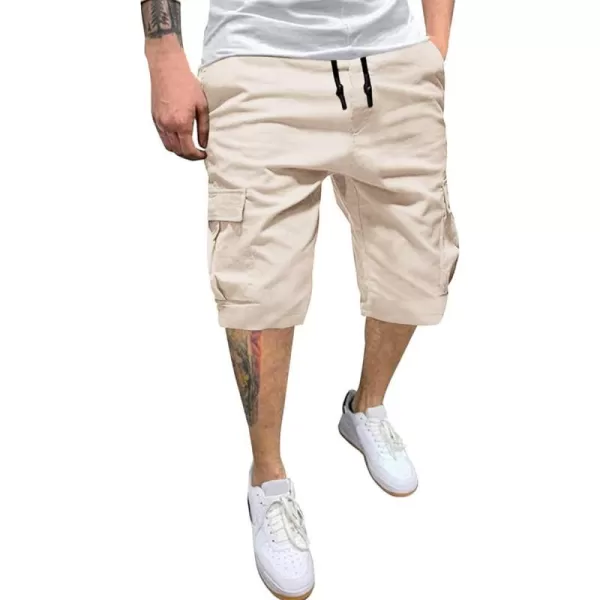 IDEALSANXUN Cargo Shorts for Men Casual Summer Cotton ShortsBeige
