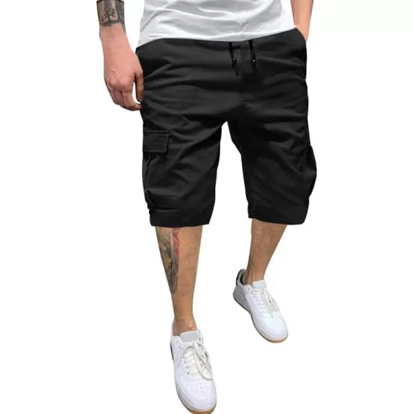IDEALSANXUN Cargo Shorts for Men Casual Summer Cotton ShortsBlack