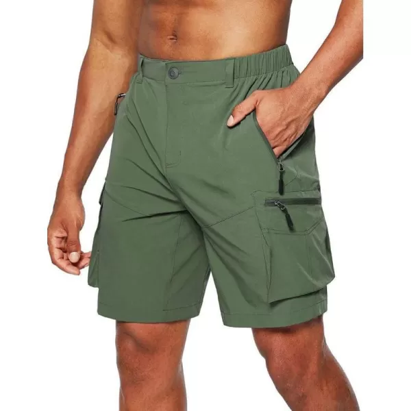 IDEALSANXUN Cargo Shorts for Men Casual Work Baggy Hiking Tactical Summer ShortsGreen