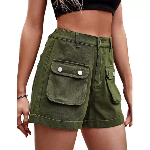 IDEALSANXUN Cargo Shorts for Women Summer High Waisted Trendy Denim Short Y2k Cool Jean ShortsArmy