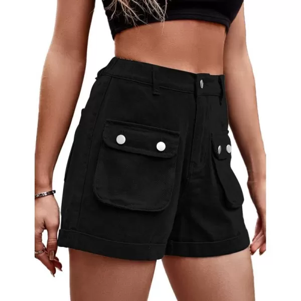 IDEALSANXUN Cargo Shorts for Women Summer High Waisted Trendy Denim Short Y2k Cool Jean ShortsBlack