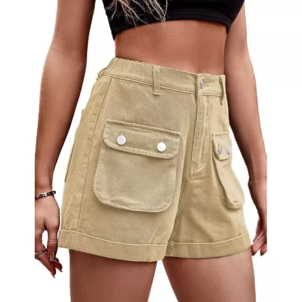 IDEALSANXUN Cargo Shorts for Women Summer High Waisted Trendy Denim Short Y2k Cool Jean ShortsKhaki
