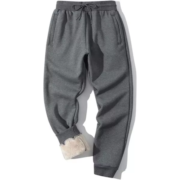 IDEALSANXUN Fleece Lined Sweat Pants for Mens Thick Warm Sherpa Flannel Casual Jersey PantsDark GreyClosed Bottom