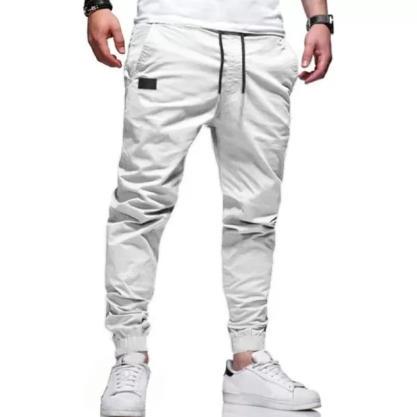 IDEALSANXUN Joggers for Men Cargo Pants Casual Tactical Sweatpants Hiking PantsWhite