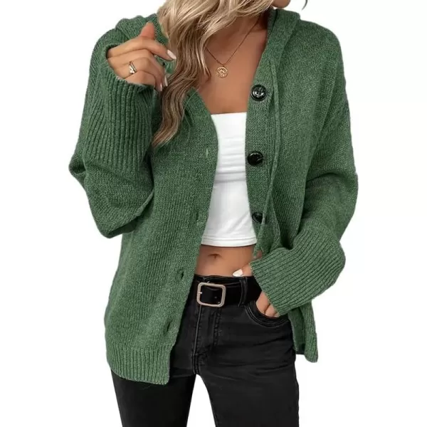 IDEALSANXUN Knit Sweater Cardigan for Women Button Up Long Sleeve Ribbed Bodysuit Hoodies Jacket CoatArmy