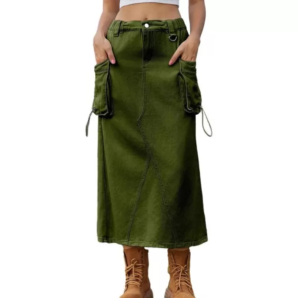 IDEALSANXUN Long Cargo Skirts for Women Trendy 2023 Parachute Slit Maxi Denim Jean Skirt Y2kArmy