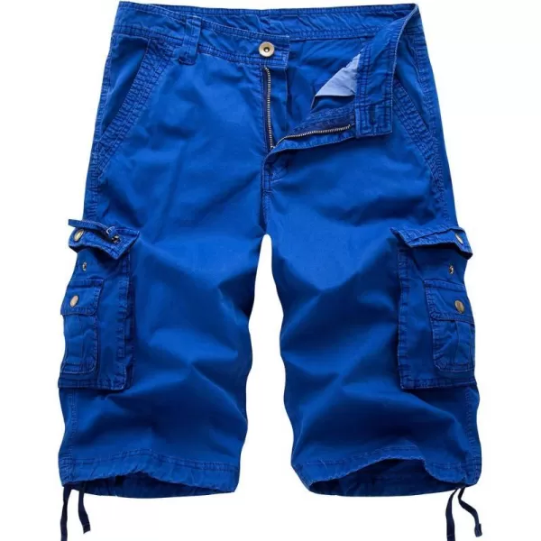 IDEALSANXUN Mens Casual Loose Fit MultiPockets Military Cargo ShortsBlue