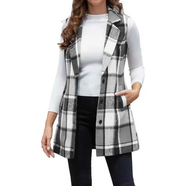 IDEALSANXUN Plaid Vest for Women Fall Winter Sleeveless Blazer JacketsGrey