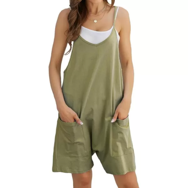 IDEALSANXUN Short Jumpsuits for Women Casual Spaghetti Strap Sleeveless Loose Fit Wide Leg Summer Shorts RomperArmy