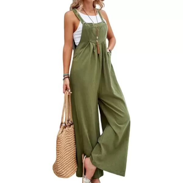 IDEALSANXUN Wide Leg Overalls for Womens Casual Cotton Linen Baggy Loose Maternity Summer Beach Jumpsuits RomperArmy