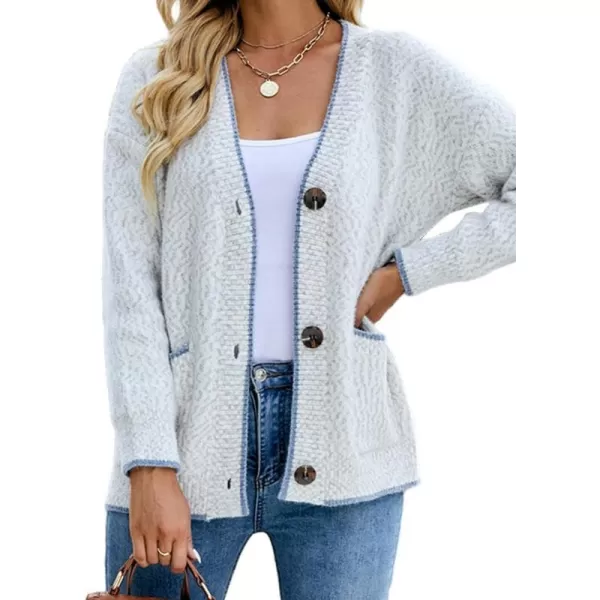 IDEALSANXUN Women Cardigan Sweater V Neck Long Sleeve Casual Fall Winter 2023 Knit Sweater Jacket CoatLight Grey