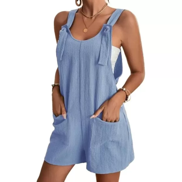 IDEALSANXUN Women Casual Cute Overalls Shorts Summer Loose Fit Short Rompers Jumpsuits 2023Light Blue