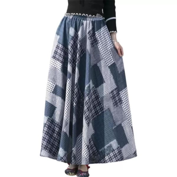 IDEALSANXUN Womens Cotton Linen High Waisted A Line Boho Floral Long Maxi SkirtPrint 125