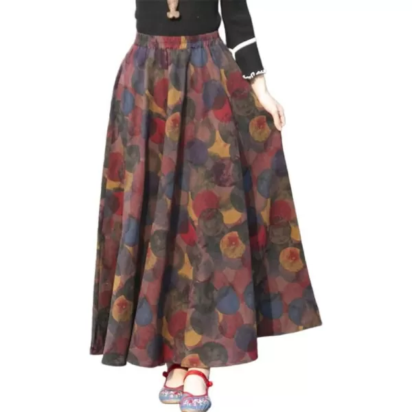 IDEALSANXUN Womens Cotton Linen High Waisted A Line Boho Floral Long Maxi SkirtPrint 606