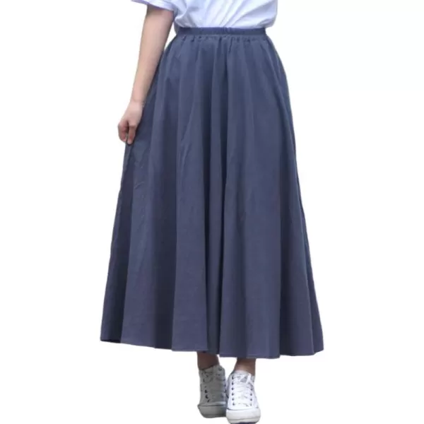 IDEALSANXUN Womens Cotton Linen Skirt High Waisted A Line Long Skirt with PocketsDark Grey