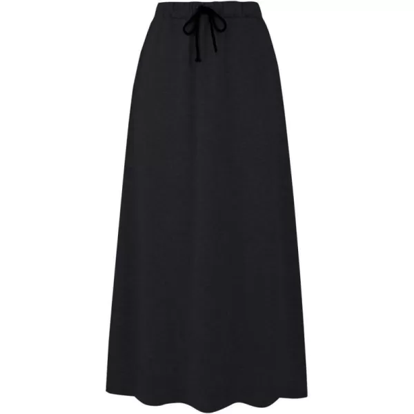 IDEALSANXUN Womens Fall Winter Fleece Lined Elastic Waist Long Skirts with DrawstringBlack