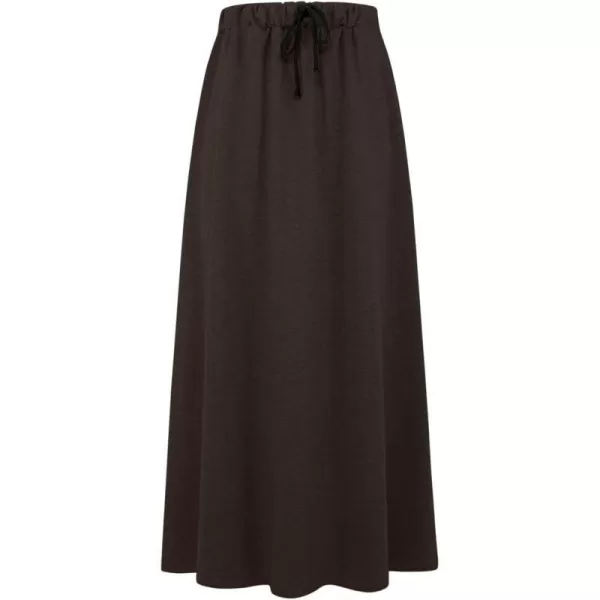 IDEALSANXUN Womens Fall Winter Fleece Lined Elastic Waist Long Skirts with DrawstringCoffee