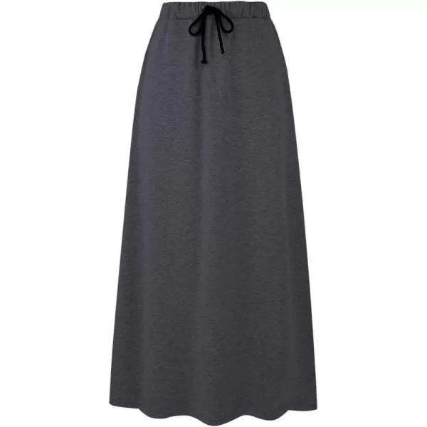 IDEALSANXUN Womens Fall Winter Fleece Lined Elastic Waist Long Skirts with DrawstringDark Grey