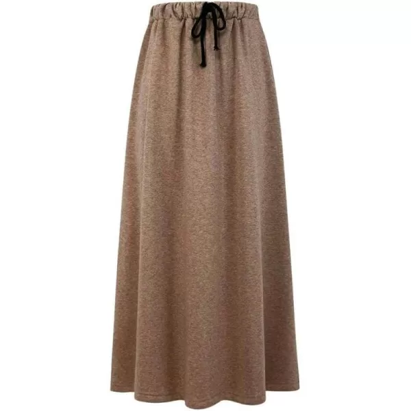 IDEALSANXUN Womens Fall Winter Fleece Lined Elastic Waist Long Skirts with DrawstringDark Khaki