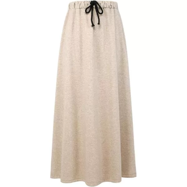 IDEALSANXUN Womens Fall Winter Fleece Lined Elastic Waist Long Skirts with DrawstringKhaki