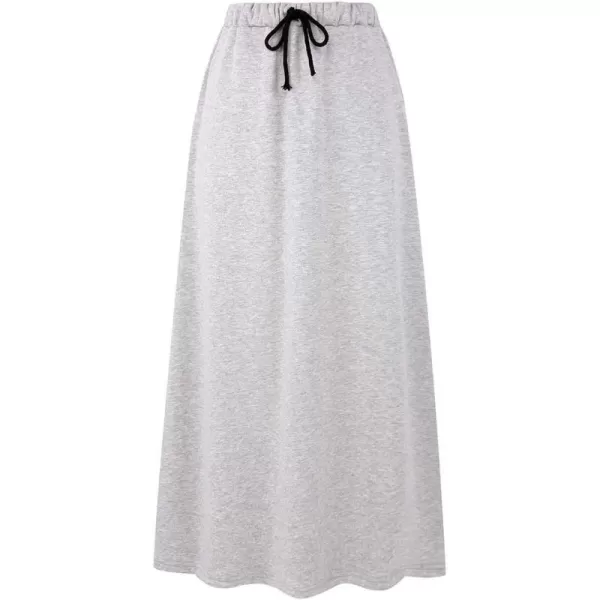 IDEALSANXUN Womens Fall Winter Fleece Lined Elastic Waist Long Skirts with DrawstringLight Grey