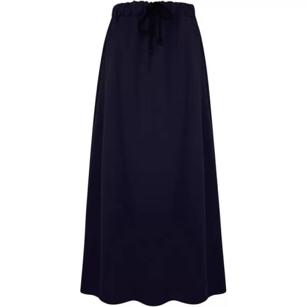 IDEALSANXUN Womens Fall Winter Fleece Lined Elastic Waist Long Skirts with DrawstringNavy