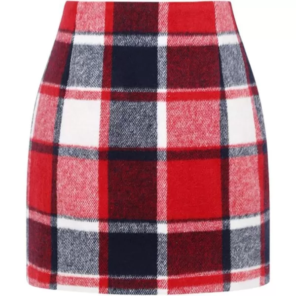 IDEALSANXUN Womens High Waist Plaid Skirt Bodycon Pencil Wool Mini SkirtsPlaid Rose