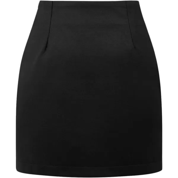 IDEALSANXUN Womens High Waist Plaid Skirt Bodycon Pencil Wool Mini SkirtsPure Black