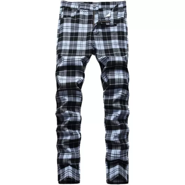 Mens Plaid Pants Casual Stretch Slim Fit Dress Chino Pants2 T1